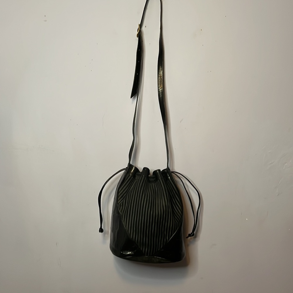 Vintage Susan Gail Reversible Drawstring Bucket Bag Suede Leather Reptile Leathe